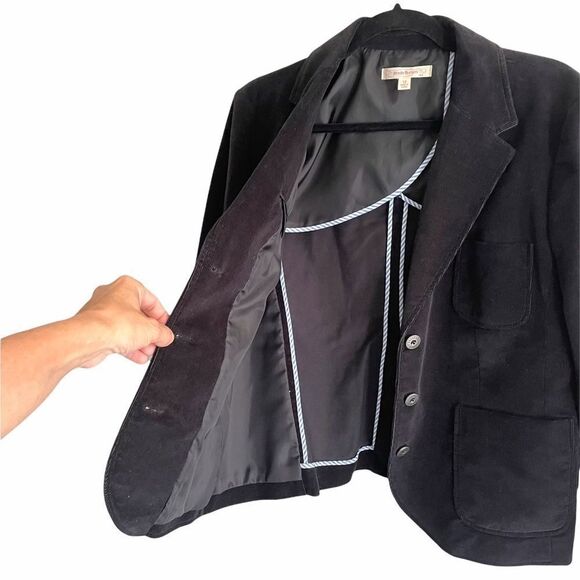 BROOKS BROTHERS Corduroy Button Front Blazer Jacket Black 12 - Picture 2 of 7